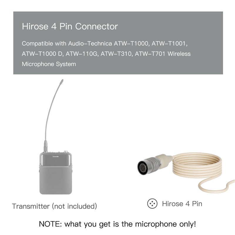 JK J K Pro Light Weight Low Profile Single Earhook Headworn Microphone MIC-J S90 Compatible with Audio Technica Wireless Transmitter - 4Pin Hirose Connector - Image 3